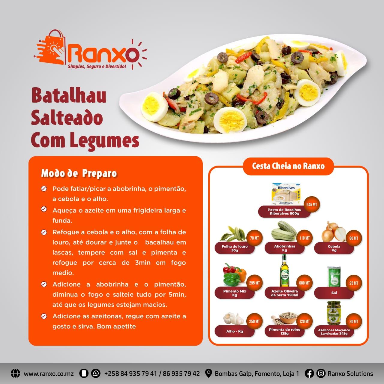 Batalhau Salteado com Legumes